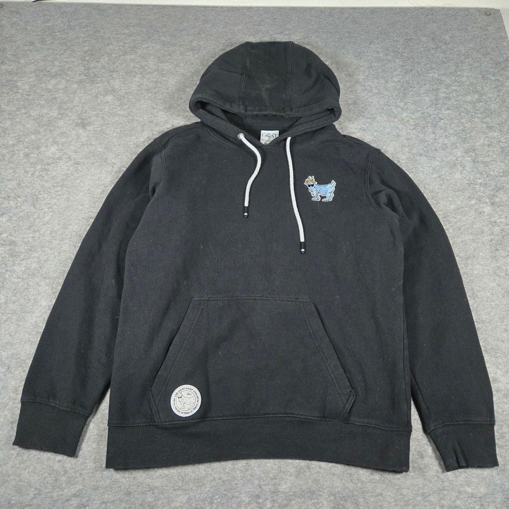 GOAT USA Men's S Black Pullover Hoodie Embroidered Goat Logo Fleece Pocket